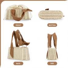 Rectangular Woven Straw Tote Bag - Women's Summer Beach Basket Purse |   Rattan Clutch Handbag, School Backpack - 米色 - 查看 6