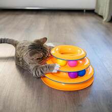 Tower Of Tracks 3-Level Cat Track Toy With 6 Balls, Interactive Toy For Indoor Cats, Orange,9632733 - 酒紅色 - 查看 9