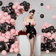 Bộ 116 bóng bay màu hồng ngọc trai, đồ trang trí sinh nhật (đen và hồng), phù hợp cho bé trai, bé gái, trẻ em, em bé, tiệc chào đón em bé, tiết lộ giới tính, đám cưới, sinh nhật, phòng, đồ dùng tiệc tùng - Đen + Hồng - Xem 6