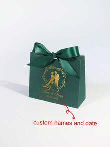 Custom Mini Wedding Favor Boxes: Elegant Boxes With Gold Design ,Names Of The Groom And Bride, Wedding Date, Featuring Lovely Satin Ribbons In Pink And Gold - Perfect For Treats, Chocolates, And Small Gifts For Weddings, Engagements, And Bridal Showers - 11.5x4.5x10cm - View 26