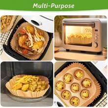 50/100 unidades, Papel para freidora de aire desechable, Papel de horno multipropósito en forma cuadrada para freidora de aire, Tazones de papel, Bandejas para hornear, Accesorios para horno, Herramientas de cocción, Utensilios de cocina, Accesorios de cocina, Día de la Madre, Regalo para mi madre - Marrón - Ver 11
