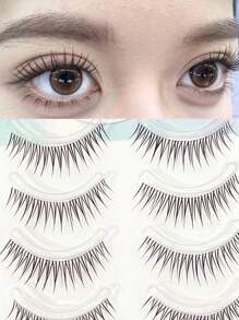 10 szt./zestaw jednoczęściowych sztucznych rzęs o naturalnym wyglądzie, odpowiednich do makijażu bez makijażu, lekkiego makijażu, do codziennych dojazdów do pracy, przezroczysta opaska, rzęsy na pasku Slouchy Girl, rzęsy, sztuczne rzęsy