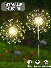 8 种模式太阳能烟花灯,IP65 防水和自动开/关,适用于花园、庭院、小路、亭子、婚礼、派对、装饰灯、圣诞节、万圣节、情人节装饰氛围灯,60-360 LED(暖白/白/彩色) - 黑色 - 查看 36
