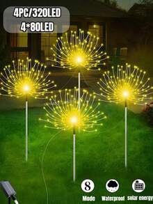 8 种模式太阳能烟花灯,IP65 防水和自动开/关,适用于花园、庭院、小路、亭子、婚礼、派对、装饰灯、圣诞节、万圣节、情人节装饰氛围灯,60-360 LED(暖白/白/彩色) - 黑色 - 查看 30