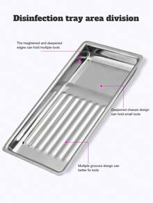 Stainless Steel Disinfection Tray, High Temperature Resistant Manicure Tool Rectangular Holder, Thickened 304 Stainless Steel Dental Oral Alcohol Tool Storage Square Tray, High Temperature Resistant - Multicolor - View 7