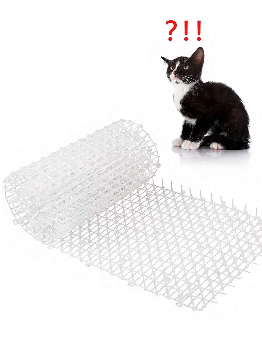 1卷白色PP材质猫咪驱避垫，有效驱赶猫狗，黑色猫咪驱避垫，适用于花盆、草坪、室内外防护垫 - 白色 - 查看 1