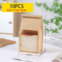 10 pungi de pâine cu legături de tablă. Pungile de pâine sunt fabricate din hârtie de bumbac maro. Pungile de depozitare au ferestre transparente și sunt potrivite pentru brutării, cafenele și pâine de casă. Sunt disponibile mai multe dimensiuni.