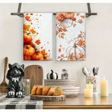 1/2/4pcs Autumn Pumpkin Pattern Decorative Towels - Super Absorbent Microfiber Towels, Machine Washable, Suitable For Holiday Decoration, Cooking, Baking, Housewarming Gifts And Cleaning, Fit For Kitchen, Bathroom, Toilet