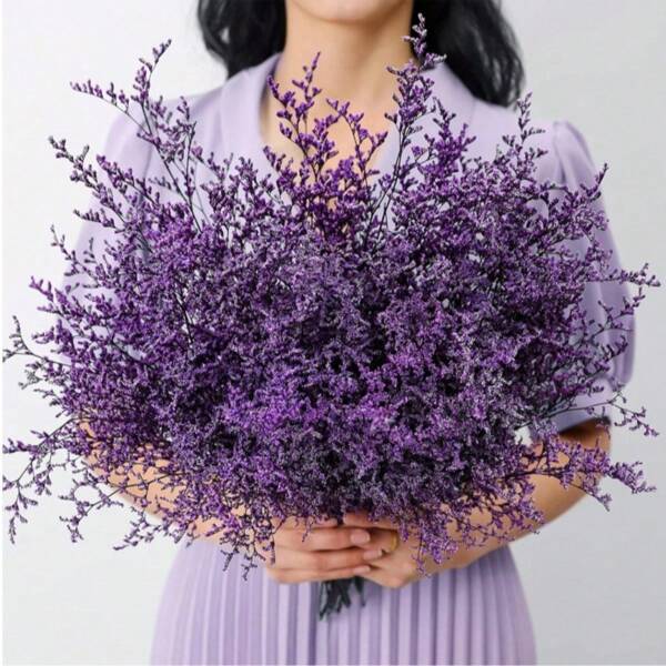 [Purple Blood-Replenishing Grass Dried Flowers] 20 Stems Purple Blood-Replenishing Grass Dried Flowers - Handmade Floral Arrangement In Rustic Wooden Vase, Suitable For Home, Living Room, Bedroom, Window Display, Suitable For Valentine's Day, Country-Style Festivals