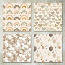 36 Blatt 15cm (süße Tiere Regenbogen brauner Hintergrund) Scrapbooking Papier, geeignet für Bullet Journal, Scrapbooking, Kartenherstellung und Bastelarbeiten, für Schulmaterial, Schulanfang