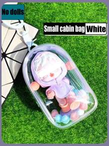1 件便携式迷你人物透明展示袋（带钥匙扣和彩色球，不含人物）、悬挂式盲盒收纳袋、拉链封口、防尘收藏盒、可爱包包挂饰、背包吊坠、汽车钥匙扣 - 白色 - 查看 14