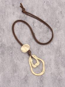 1 pieza Collar de aro grande asimétrico plano de doble color de aleación, cadena larga minimalista y de moda, regalo de Navidad para mujeres