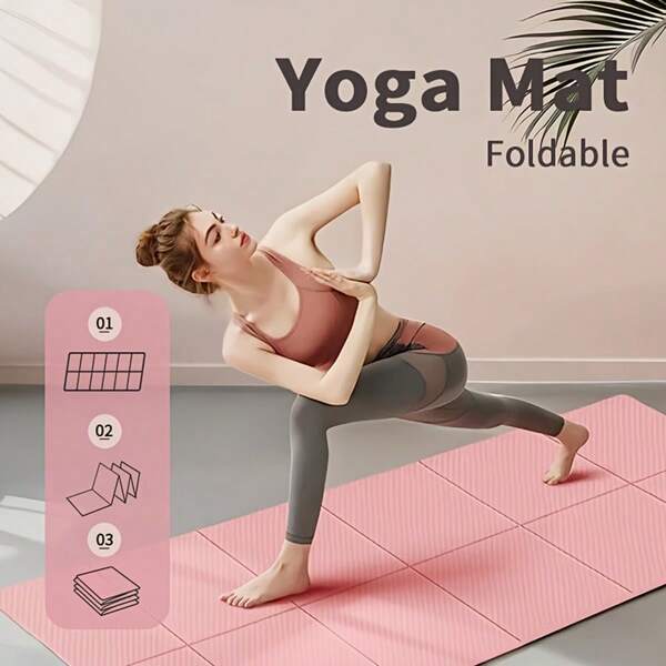 1pc Lightweight & Portable Yoga Mat, Foldable Non-Slip Yoga Mat Made Of TPE Material, Perfect For Home Fitness, Travel & Outdoor Exercise, Available In Multiple Colors To Enhance Your Workout Experience!