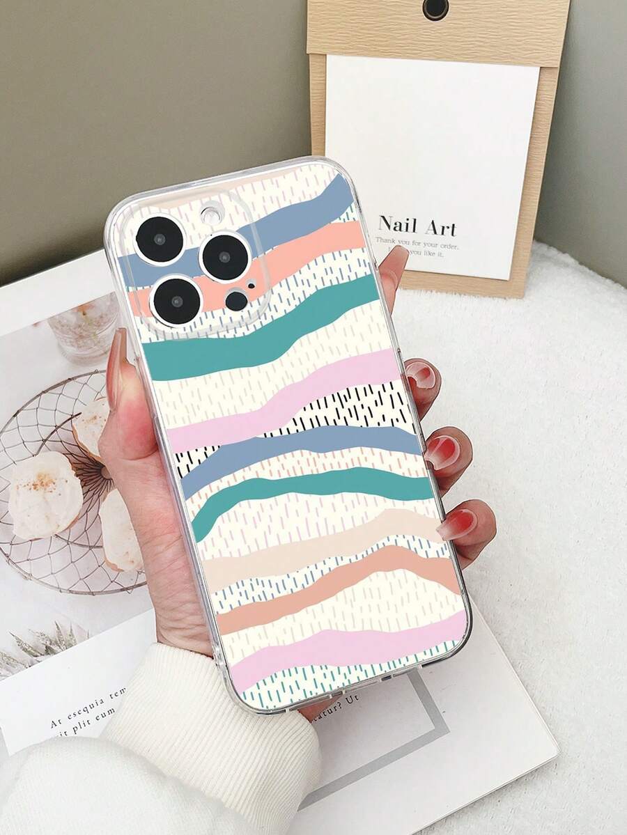 1 件不对称条纹图案透明 TPU 防震彩绘手机壳,兼容 15/15Pro/15Plus/15ProMax/16/16Pro/16Plus/16ProMax、Galaxy S23 Ultra/A14/A24、Redmi Note 12 Pro、Pixel 8/8 Pro - 彩色 - 查看 1