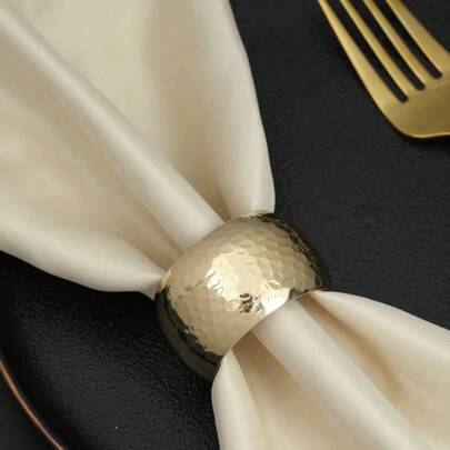 6 piezas Elegantes Anillos para Servilletas de Metal con Textura de Panal, Adecuados para Bodas, Halloween, Navidad, Cumpleaños y Decoración de Mesa para Eventos, Aplicables para Restaurantes de Alta Cocina, Hoteles, etc.