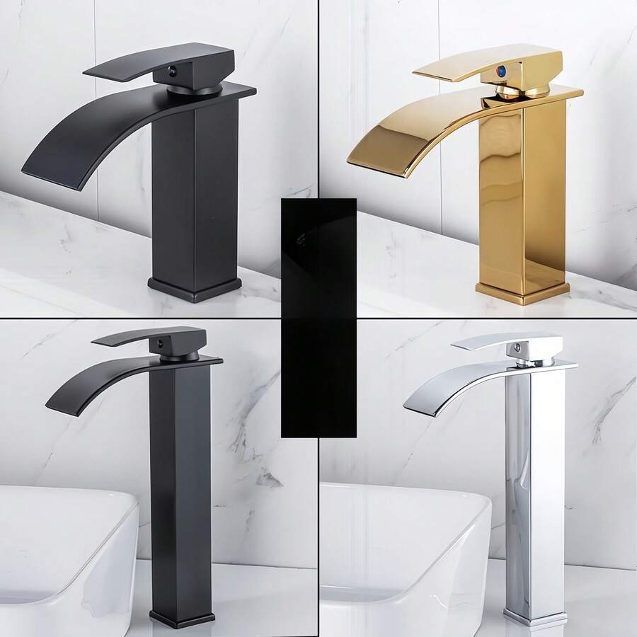 حوض مغسلة من الفولاذ المقاوم للصدأ، حوض سطح العمل، حوض مدمج، وحدة حمام، صنبور ساخن وبارد، صنبور شلال مربع، لاستخدام الفندق والمنزل