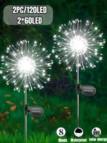 8 种模式太阳能烟花灯,IP65 防水和自动开/关,适用于花园、庭院、小路、亭子、婚礼、派对、装饰灯、圣诞节、万圣节、情人节装饰氛围灯,60-360 LED(暖白/白/彩色) - 黑色 - 查看 31