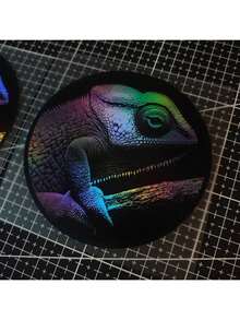1pc Colorful Chameleon Vinyl Sticker - Laser Holographic Theme Sticker, Self-Adhesive For Car, Laptop, Motorcycle - one-size - View 10