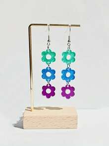 1 Pair Of Vibrant Acrylic Flower Earrings - Colorful, Playful Design With Hooks, Perfect For Casual & Everyday Wear, Ideal Gift For Friends And Family, Casual Earrings | Playful Earrings - 耳環 - 查看 8