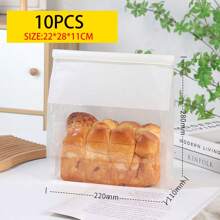 10 pungi de pâine cu legături de tablă. Pungile de pâine sunt fabricate din hârtie de bumbac maro. Pungile de depozitare au ferestre transparente și sunt potrivite pentru brutării, cafenele și pâine de casă. Sunt disponibile mai multe dimensiuni.