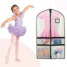 2 przezroczyste torby na ubrania do tańca z 4 kieszeniami, odpowiednie dla tancerzy; 40-calowe torby na stroje taneczne dla dzieci, odpowiednie do podróży i zawodów tanecznych; można w nich wieszać i przechowywać sukienki, mundury itp.; czarne, pyłoszczelne torby wykonane z poliestru; 1 bardzo duża, gruba torba przeciwkurzowa; torba do przechowywania spódniczek do tańca dla dziewcząt - Czarne - Zobacz 11