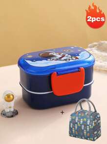 1pc Microwaveable Cartoon Sealed Lunch Box, Office Workers' Heated Lunch Box, Anti-Drop Lunch Box, Portable Lunch Box