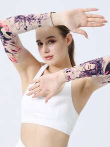 meetsunny 1 Cặp ống tay xăm hình độc đáo, thoáng khí, chống tia UV UPF 50+, dùng cho thể thao, nén nhẹ, phụ kiện cosplay hình rồng xương Nhật Bản. - Nhiều màu - Xem 3