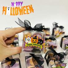 64/32/16Pcs Happy Halloween Creepy Cute Stickers For Candy Packaging - Treat Bags Labels, Happy Halloween Labels For Treats, Cookie Sealing Stickers, DIY Baking Crafts, Treat Labels, Sugar Candy Gifts, Party Favors Supplies, Cupcake Boxes, Candy Bags, DIY Baking Crafts, Journals, Pastel Party Decor, Scrapbooking, Postcards, Treat Bags, Retro Home Party Decor. Halloween Decoration DIY Crafts