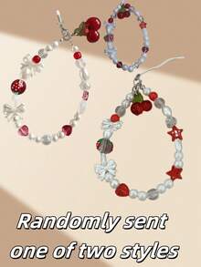 1pc Red Cherry Pendant Phone Lanyard, Phone Accessory Compatible With Camera CCD, Keychain Decor For Bags, Clothes, Designed For Women - Multicolor - View 8