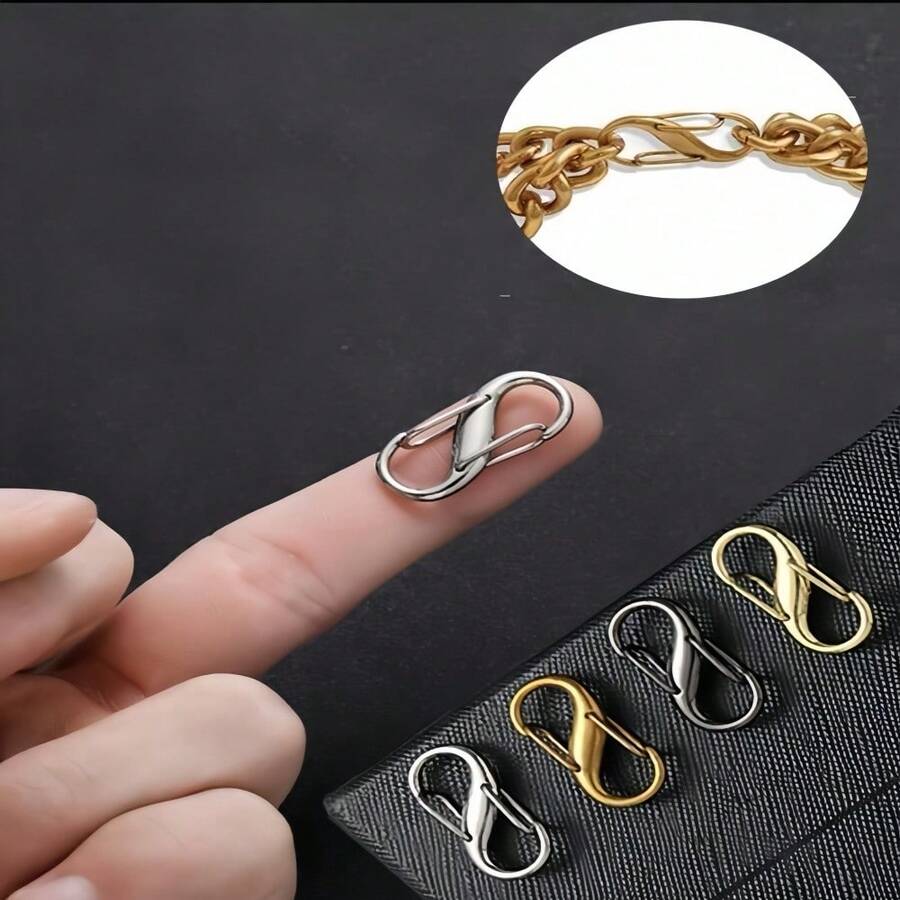 2/4/5/6/10/12 Pcs Tiny S Necklace Clasp, Stainless Steel Double Opening Bracelet Shorteners Mini S Hooks Clips For Small Keychain, Bracelets, Pendant, Carabiner Necklace Jewelry Making