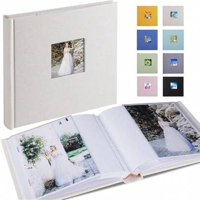 Photo Album 4x6 Holds 60 Photos With Memo Vertical Slip-In Pockets Photo Book Linen Cover Picture Photo Albums With Writing Space For Wedding Baby Mother's Day Blue