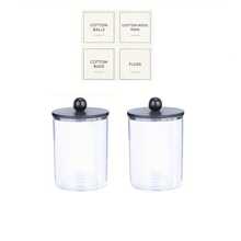 2/3/4 Paquetes de 10 onzas Frascos de plástico transparente tipo boticario Contenedores de almacenamiento para el baño Portacubiertos con tapa para organizador de maquillaje en el tocador - Juego de accesorios de baño para hisopos, bolas, almohadillas, hilo dental