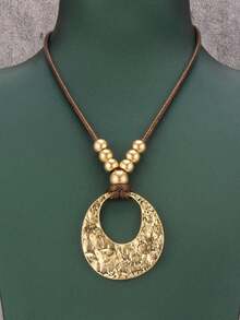 1 chiếc vòng cổ kim loại xoắn tròn vàng tối giản, vòng cổ xích phóng đại thời trang dành cho cả nam và nữ, thích hợp làm quà tặng cho bạn trai/bạn gái - Ngắn - Xem 20