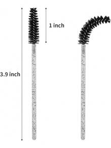 100pcs Disposable Mascara Wands, Professional Eye Makeup - Pink & Black Nylon Bristles, Slim Handle Lash & Brow Brush, For Eyelash Extensions, Lash Extension Tools, Mascara Wand Replacement Brushes, Fashionable Design, Durable Structure - Black - View 11