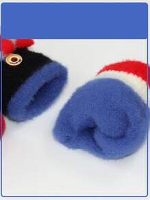 儿童保暖手套翻盖五指手套毛绒加厚防寒手套可爱卡通图案适合秋冬男童女童 - 5-12歲 - 查看 5