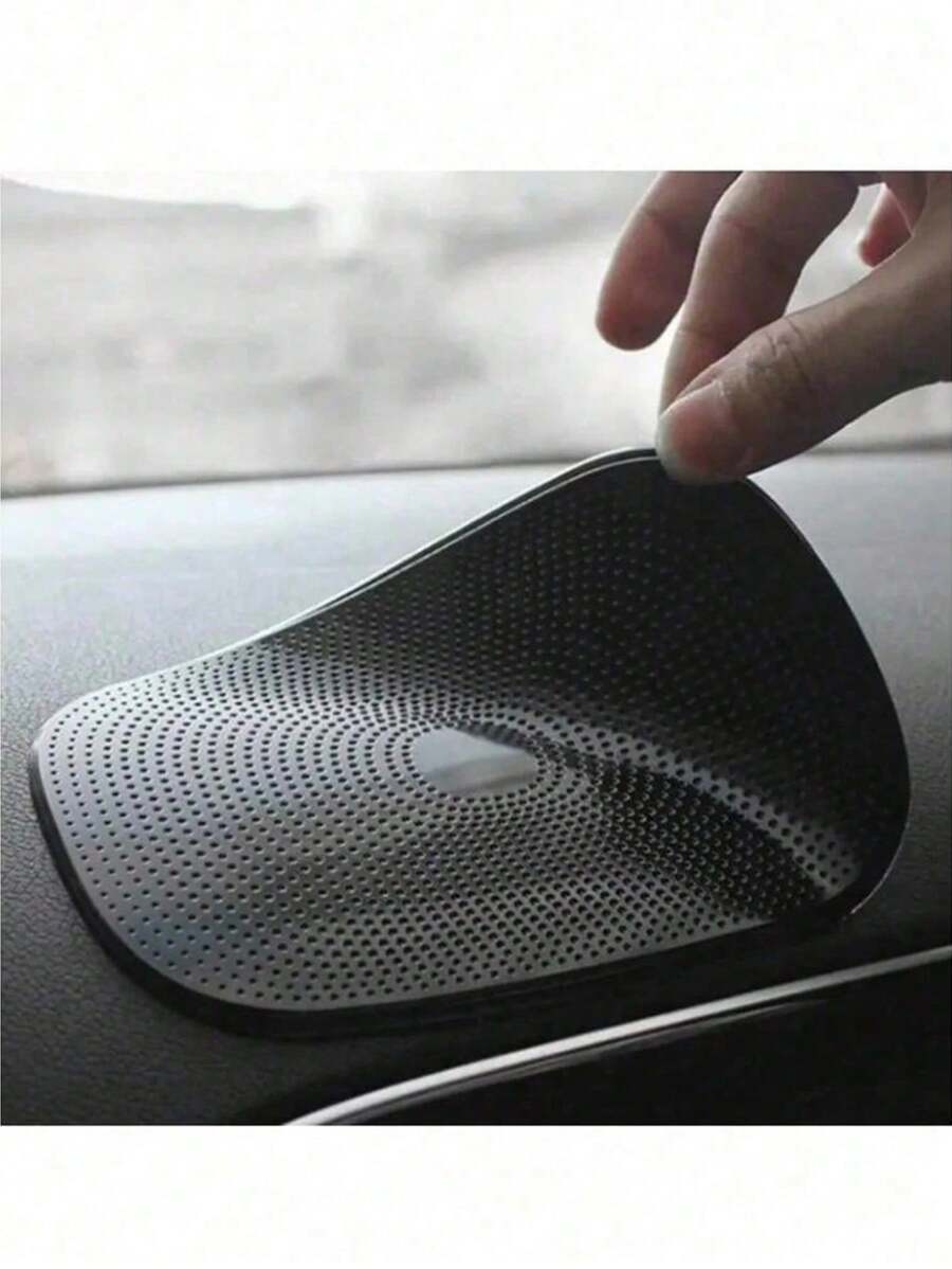 Car Dashboard Black Silicone Anti-Slip Mat, High Temperature Resistant Storage Mat, Waterproof And Anti-Slip Mat, Creative Car Ornaments, Fixed And Non-Slip, Washable And Reusable, Suitable For Mobile Phones, Keys, Glass, Mirrors, Metal Anti-Slip Sticky Pads, Auto Accessories