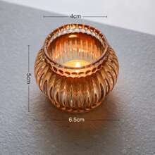 1/4 件复古玻璃烛台，复古玻璃许愿烛台 - 琥珀色烛台，适合烛光晚餐、派对装饰、茶灯、婚礼、派对礼物， - 彩色 - 查看 13