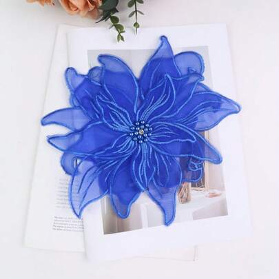 3D 刺绣蕾丝贴花，带水钻，23 厘米宽，DIY 新娘礼服配饰