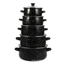 1pc/5pcs Upgraded Thick Black & White Marble Enamel Pot Set, High Quality Large Capacity Starry Speckle Enamel Pot, High-Quality Classic Speckle Enamel Pot, Multi-Function Stew Pot, Soup Pot, Boiling Pot, Suitable For Restaurants, Homes, Outdoor, Gas, Electric And Induction Cooktop, Easy To Clean Non-Stick - Starry Sky Dot Series - View 7