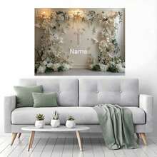 1 szt. personalizowany różowy balon z okazji Pierwszej Komunii Świętej, złoty motyl i kwiatowy wzór, spersonalizowany baner z imieniem na chrzest, na wesele, urodziny i inne tło