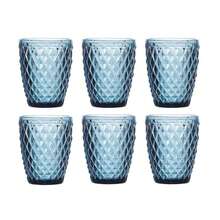 ARISE - Set de 6 Vasos de Colores SIDARI 270ml – Morado, Azul y Transparente – Vasos de Vidrio Elegantes para Agua, Jugo, Refresco o Cócteles – Perfectos para Fiesta, Cena, Picnic o Uso Diario - Azul - Ver 2