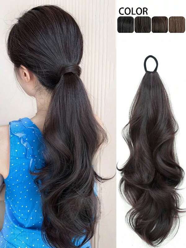 Ponytail Wig With Scrunchie, Big Wavy Curly Long Braid, Natural Fluffy Messy Bun Hair Extension, Ponytail Holders, Hair Elastics, Hair Rubber Bands, Hair Rope, Hair Accessories