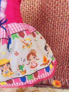 Children's Dress June Party Caipira Saint John Plaid Bow Square Dance School Fair Arraiá Northeast Costume Popcorn Queen Little Girl Girl Festivity Ruffle Youth Typical June Party - 羅莎 - 查看 2