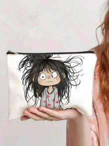 带有可爱小女孩图案的双面化妆包、旅行洗漱用品收纳袋、家用钱包铅笔袋、学校学生收纳袋文具袋、教师组织者礼物印花收纳袋、小女孩最喜欢的旅行包、礼物朋友家人女性和小女孩最喜欢的化妆品收纳袋、旅行旅行包杂物收纳袋、零钱化妆品眼镜收纳袋