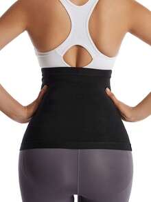 1pc Women's Sweat Waist Trainer Belt, Sports Yoga Fitness Sauna Waist Trimmer - Black Outside and Silver Inside - View 5