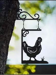 1 件，复古公鸡门牌，金属农舍装饰，挂墙装饰，适用于门廊、花园、露台