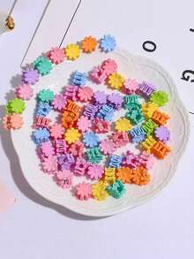 50/100 piezas Pinzas de pelo mini para niñas, surtido de pinzas de pelo de resina lindas y de moda, de unicolor y con patrón geométrico, accesorios de peinado casual diario, colores de caramelo, adecuados para trenzar y peinar, decoración de vuelta al colegio, regalos de cumpleaños y festividades