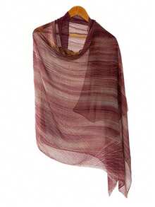 1 件女士时尚简约条纹渐变褶皱流苏涤纶围巾，休闲百搭头巾防风防晒披肩 - 彩色 - 查看 22