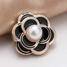 10 piezas Botones de perla de metal, de alta gama, exquisitos y de moda, botones de suéter de perla de alta gama, ropa de alta gama, botones decorativos cosidos a mano, botones de estilo fragante, cárdigan, suéter de punto, botones redondos con textura, abrigo, cortavientos, botones de perla, accesorios de ropa, accesorios DIY, de vuelta a la escuela - Negro - Ver 6