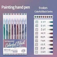 9支装Morandi彩色笔套装，透明笔杆，多色凝胶墨水，0.6mm圆珠笔，点描笔，适用于绘画、高亮、办公用品、学生返校文具礼品 - 綠色 - 查看 19